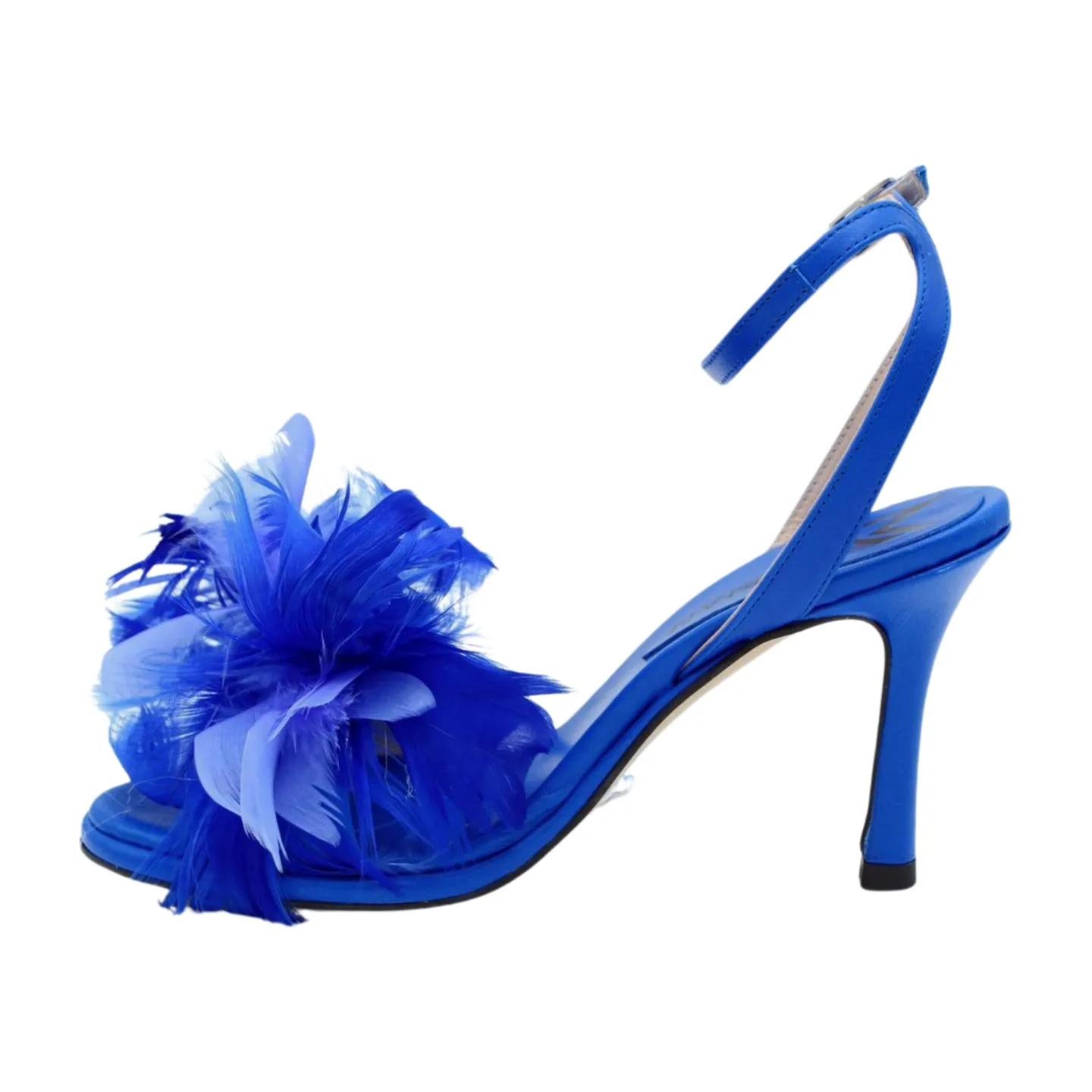 MARIAN Royal Blue Heeled Sandal with Feather