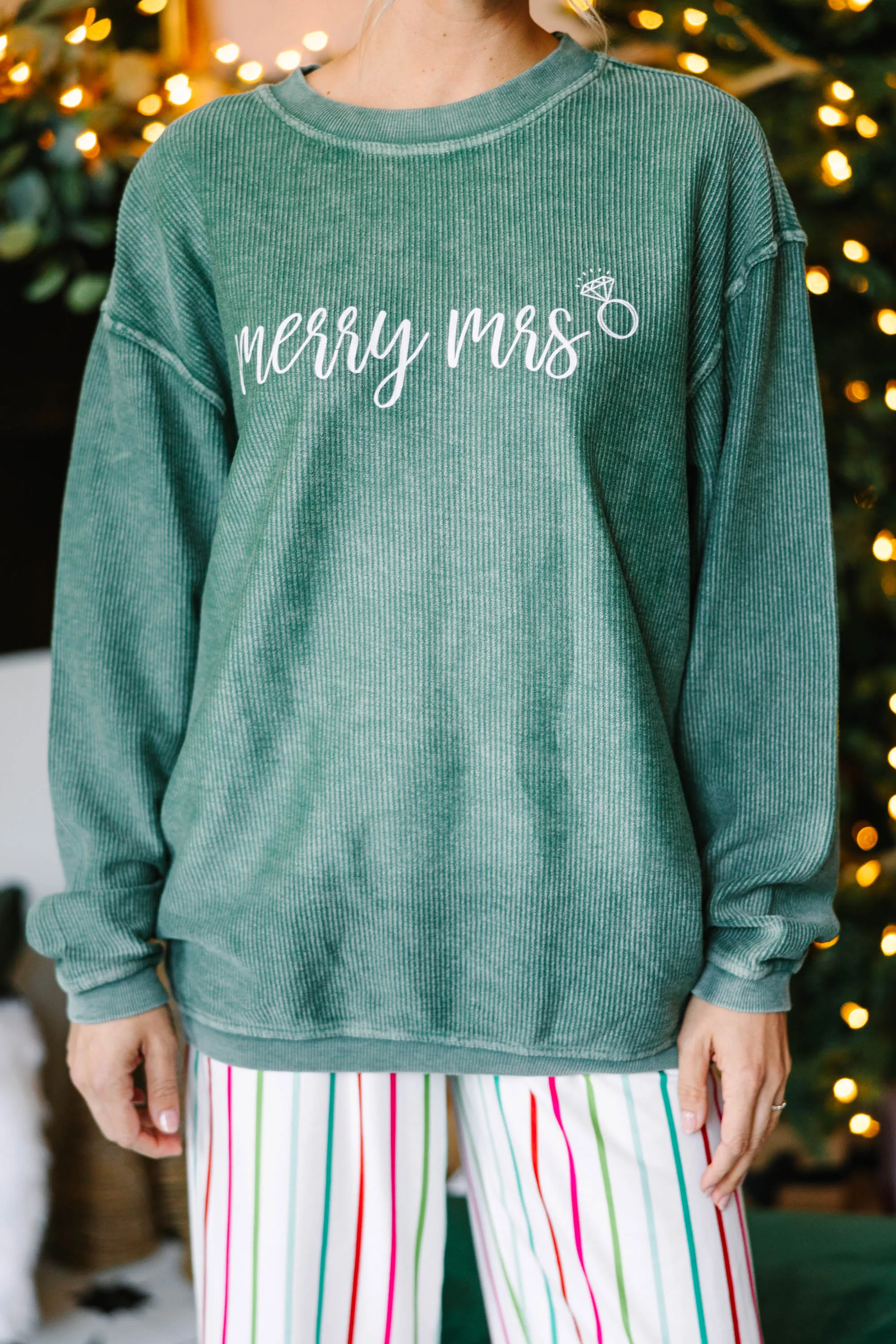 Merry Mrs Green Graphic Corded Sweatshirt