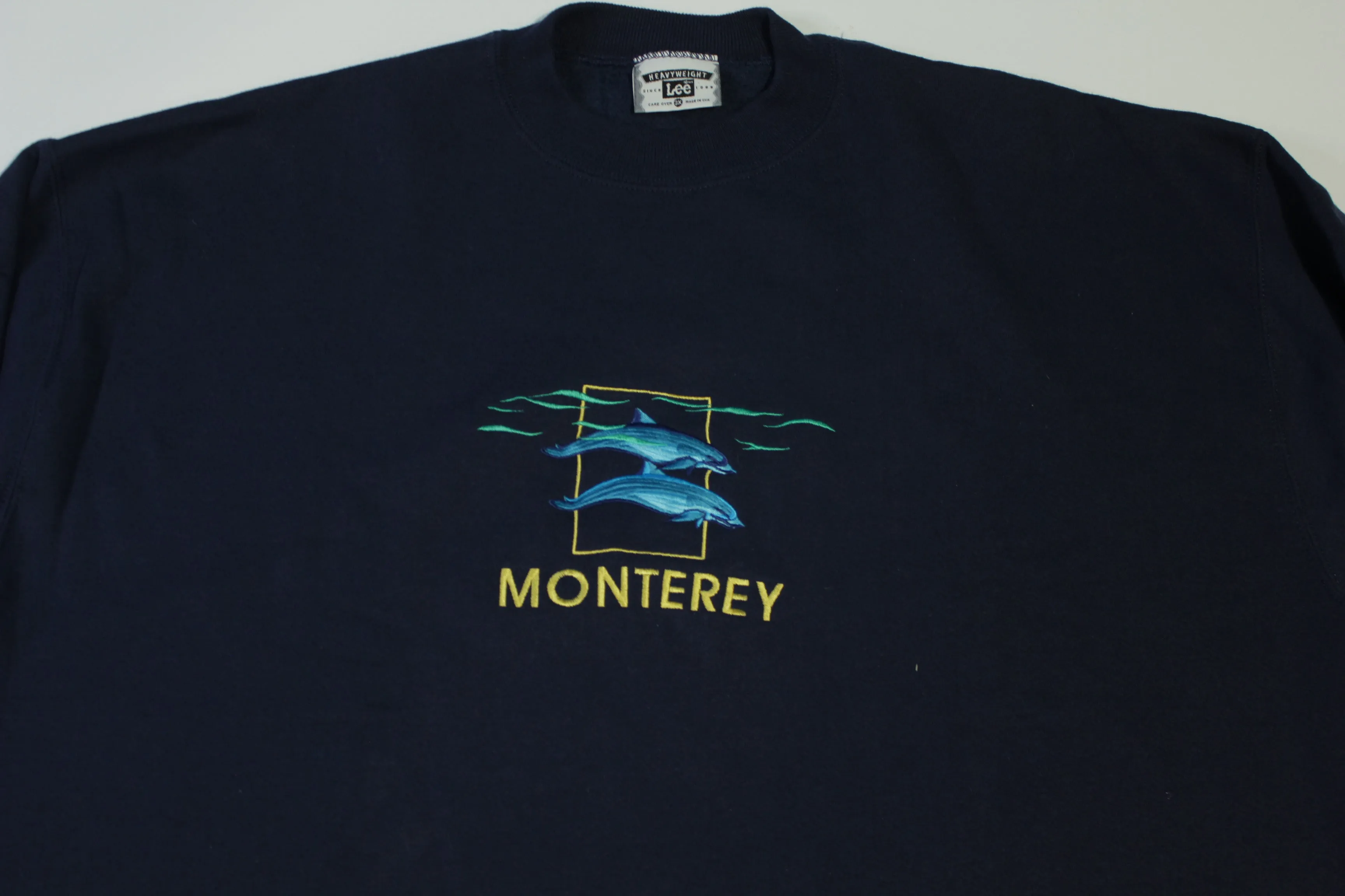 Monterey Dolphins Vintage 90's Lee Sport Made in USA Embroidered Crewneck Sweatshirt