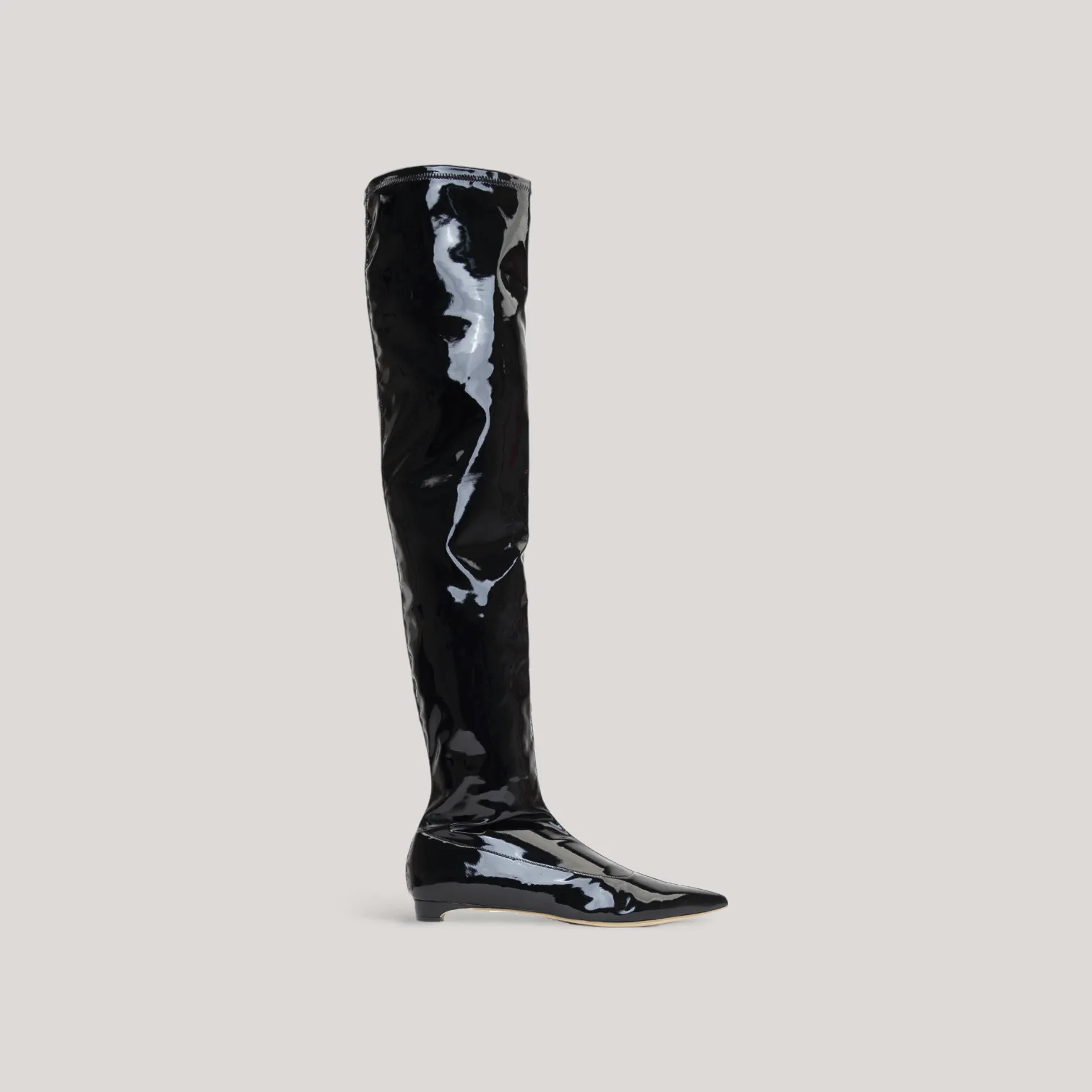 NICOLETTA | Black - Vegan Patent Over-The-Knee Boots