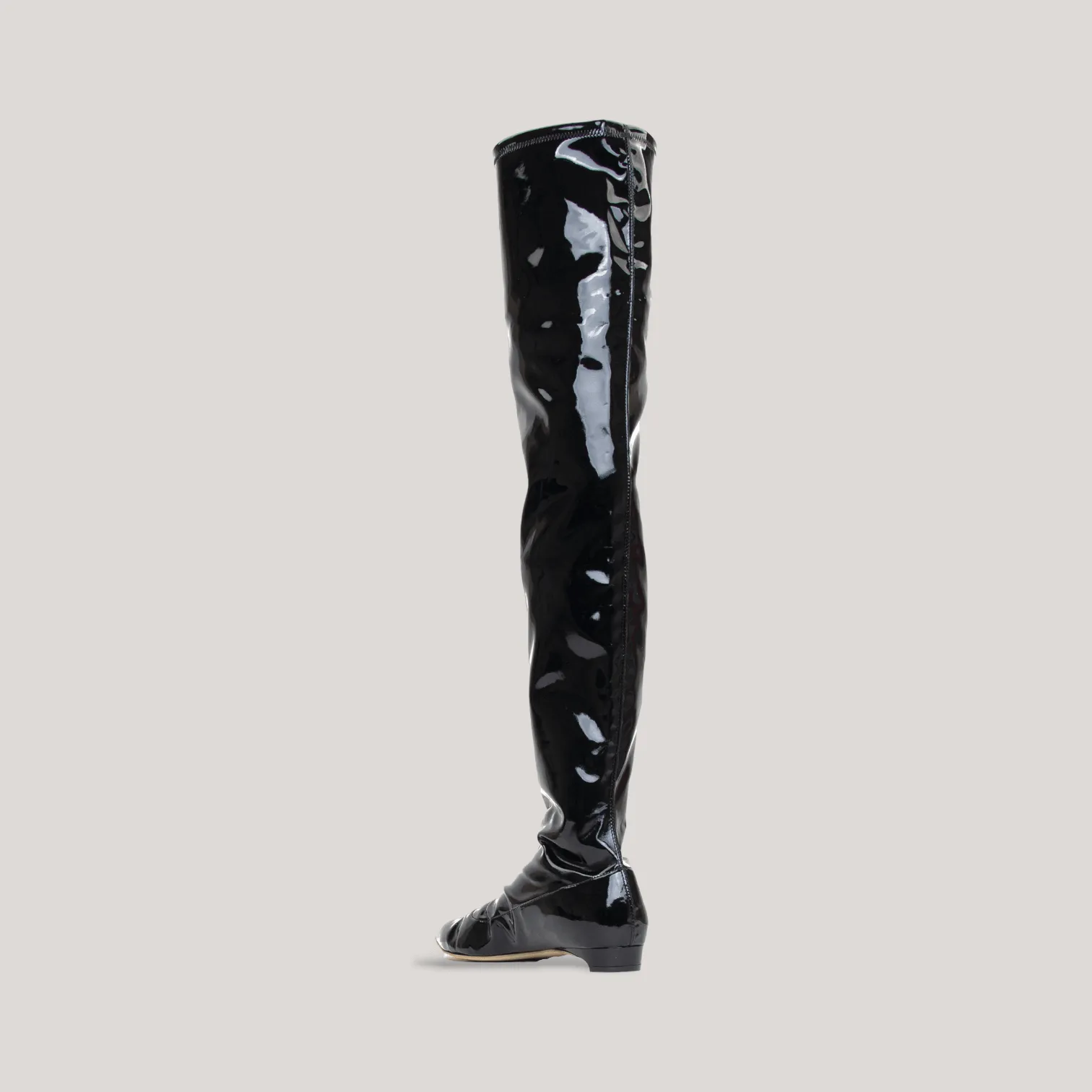 NICOLETTA | Black - Vegan Patent Over-The-Knee Boots