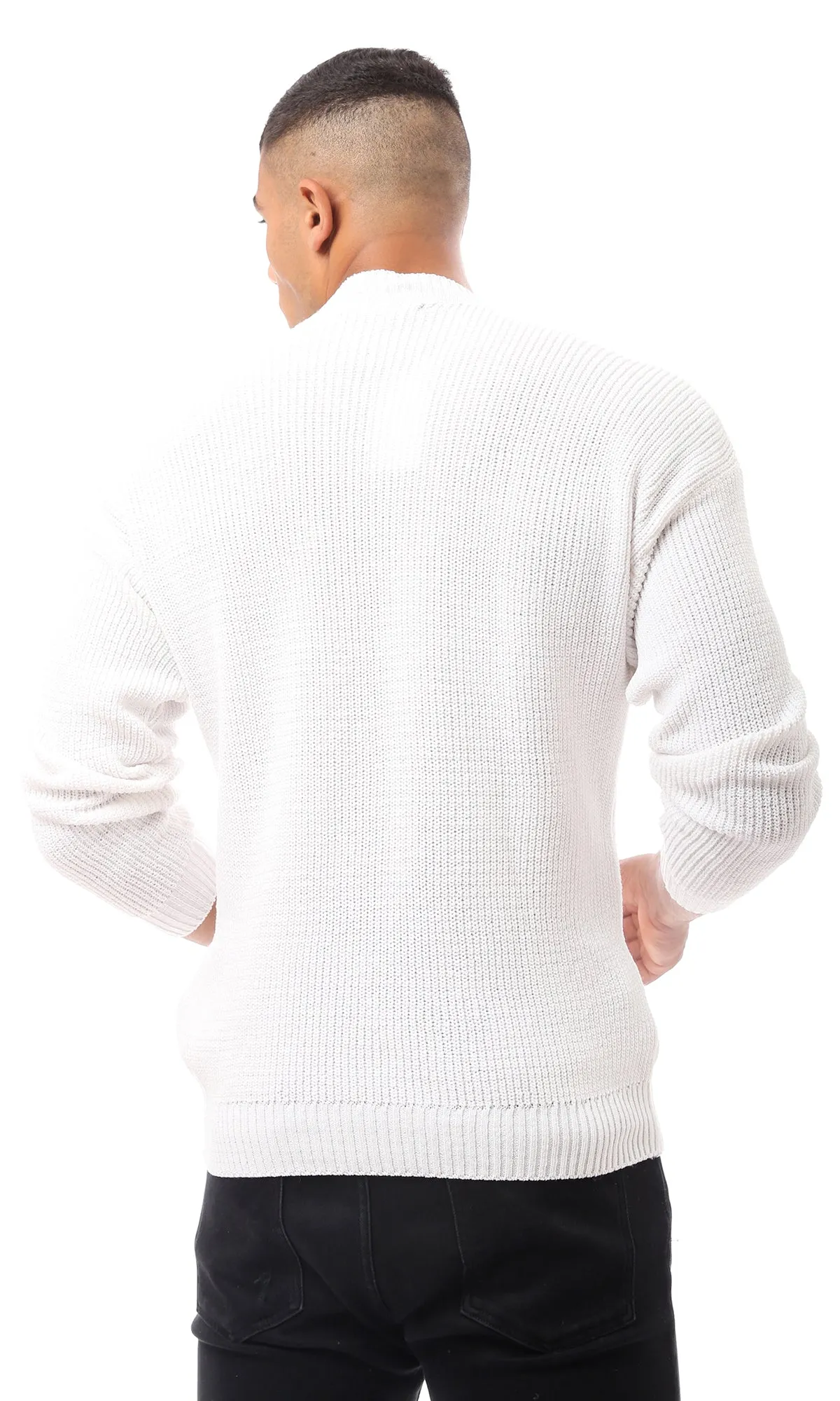 O171138 White Comfy Slip On Knitted Pullover