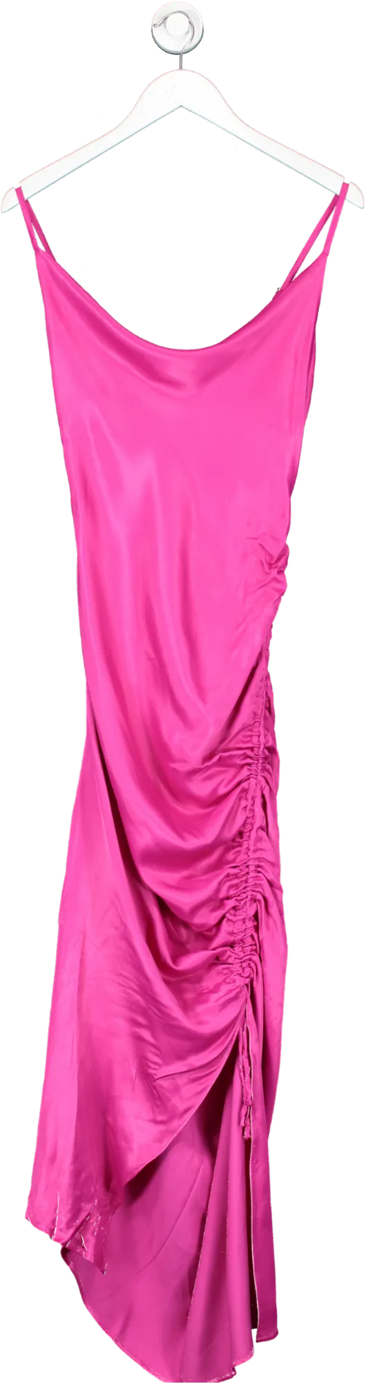 Oasis Pink Petite Ruched Side Slip Midi Dress UK 8