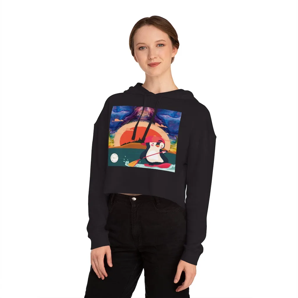 Paddle King Penguin Cropped Hoodie