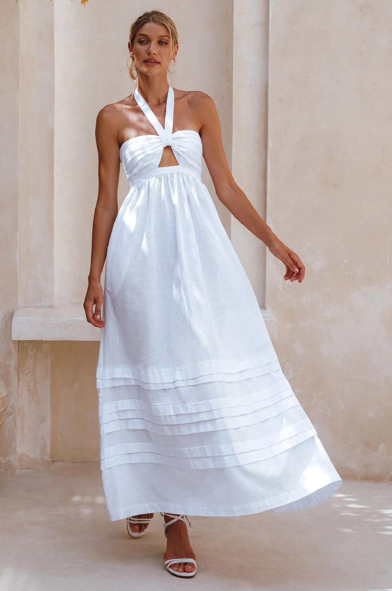 Penelope Halter Linen Maxi Dress