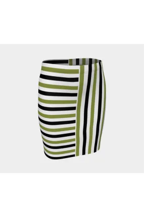 Pepper Stem Bi-Directional Striped Fitted Skirt