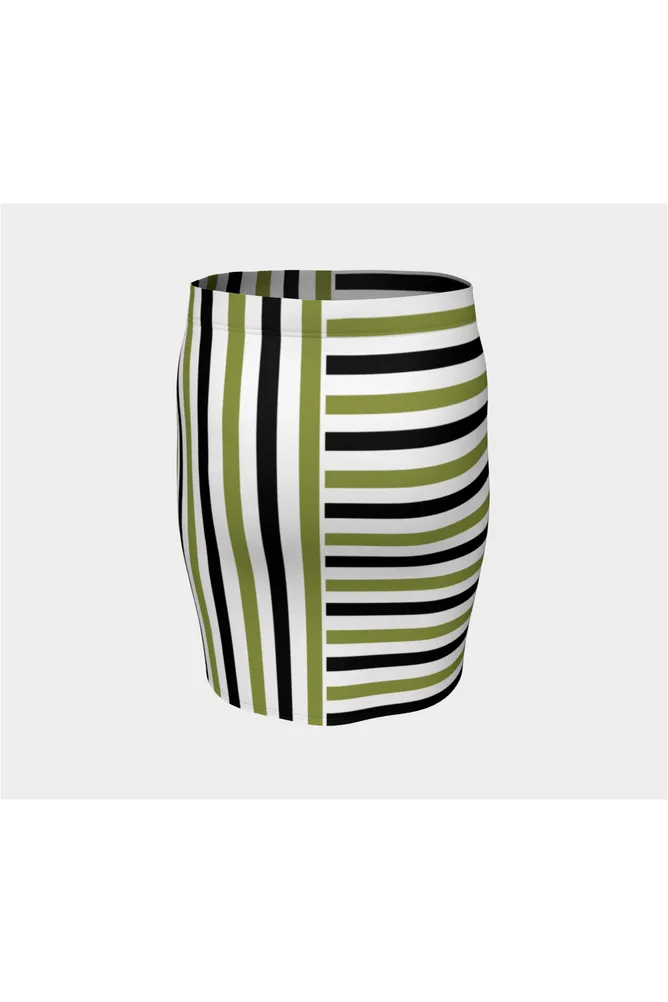 Pepper Stem Bi-Directional Striped Fitted Skirt