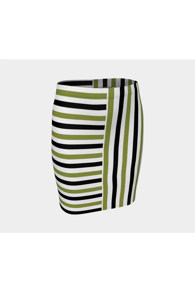 Pepper Stem Bi-Directional Striped Fitted Skirt