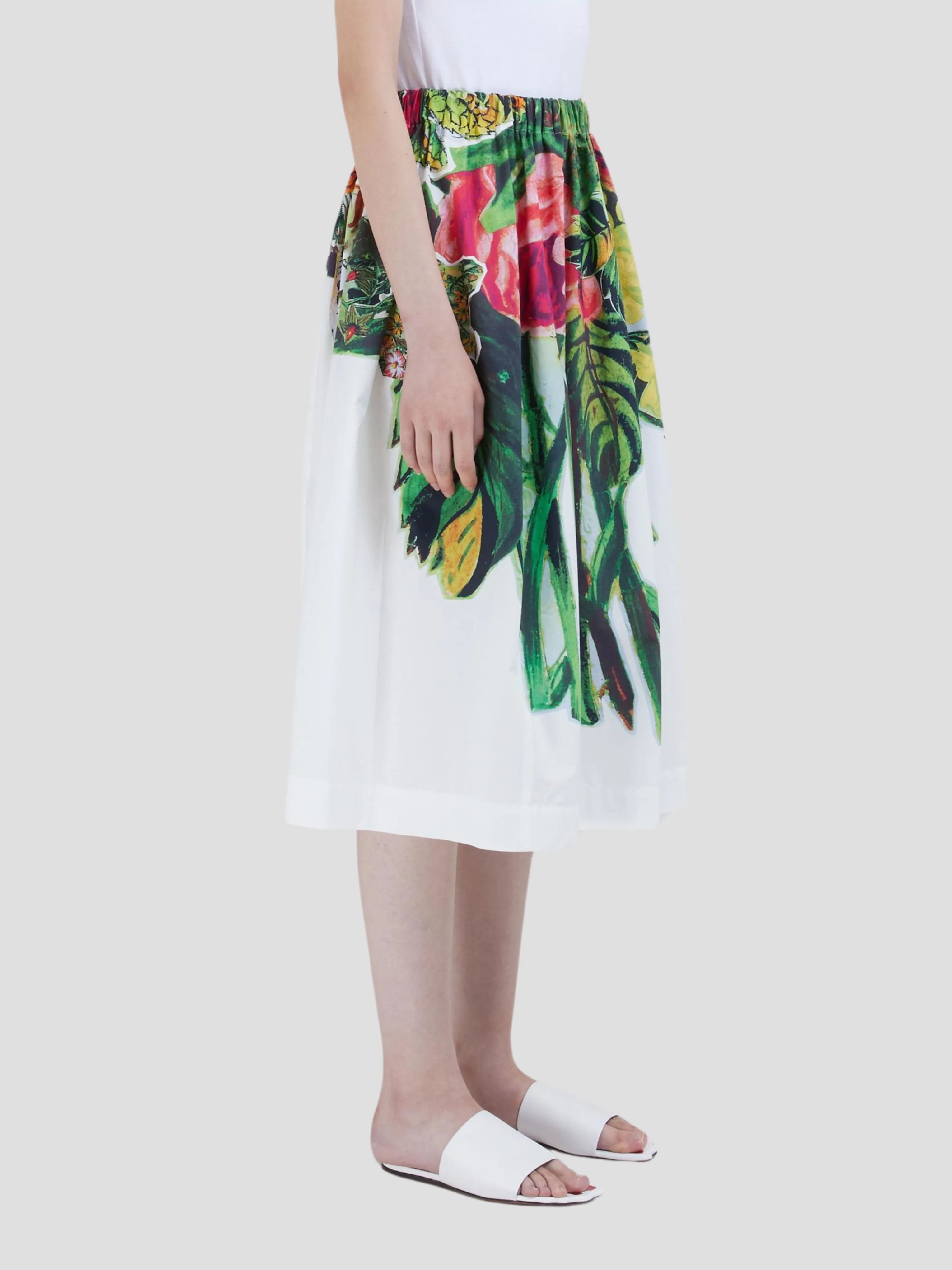 Plant Printed Midi Balloon Skirt