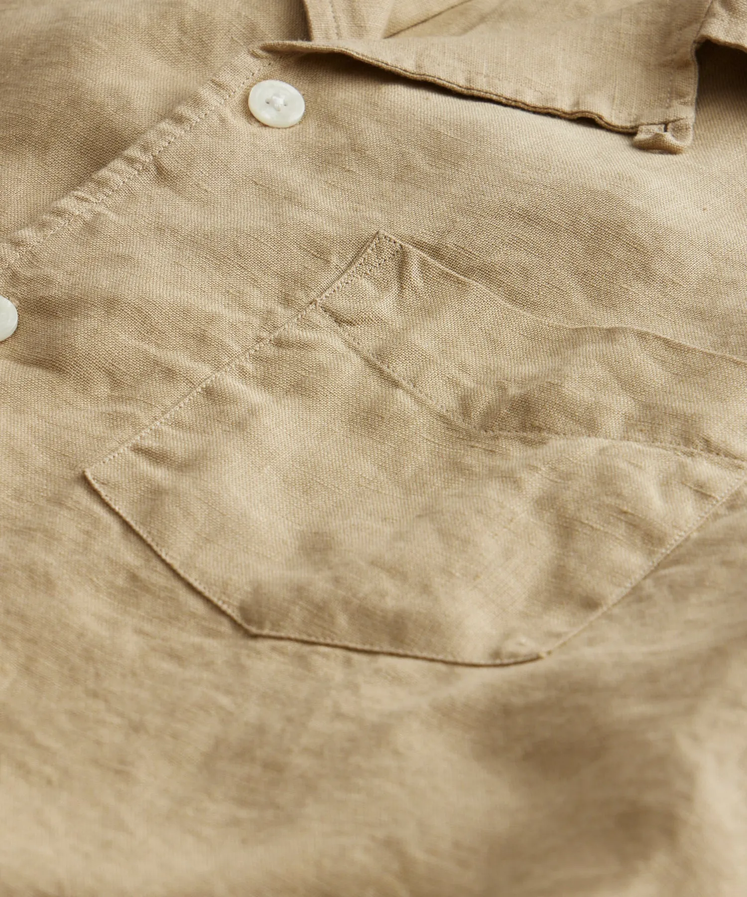 Sea Soft Irish Linen Camp Collar in Sand