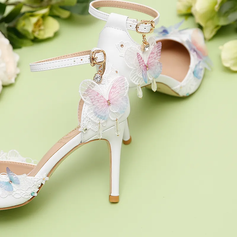 The Floral Edition - The Elisa White Butterfly Heels