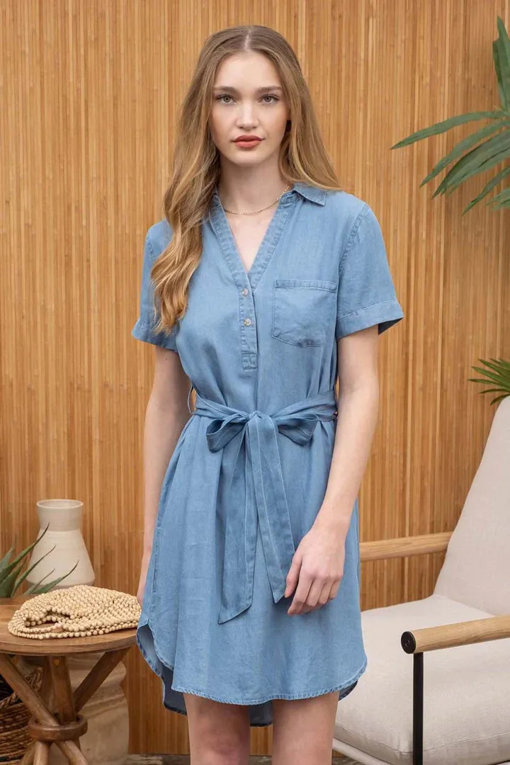 Thrilled for This Chambray Shirt Dress  Blue