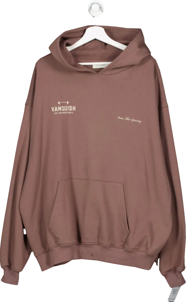 Vanquish Brown The Unconquerable Oversized Pull On Hoodie UK XL