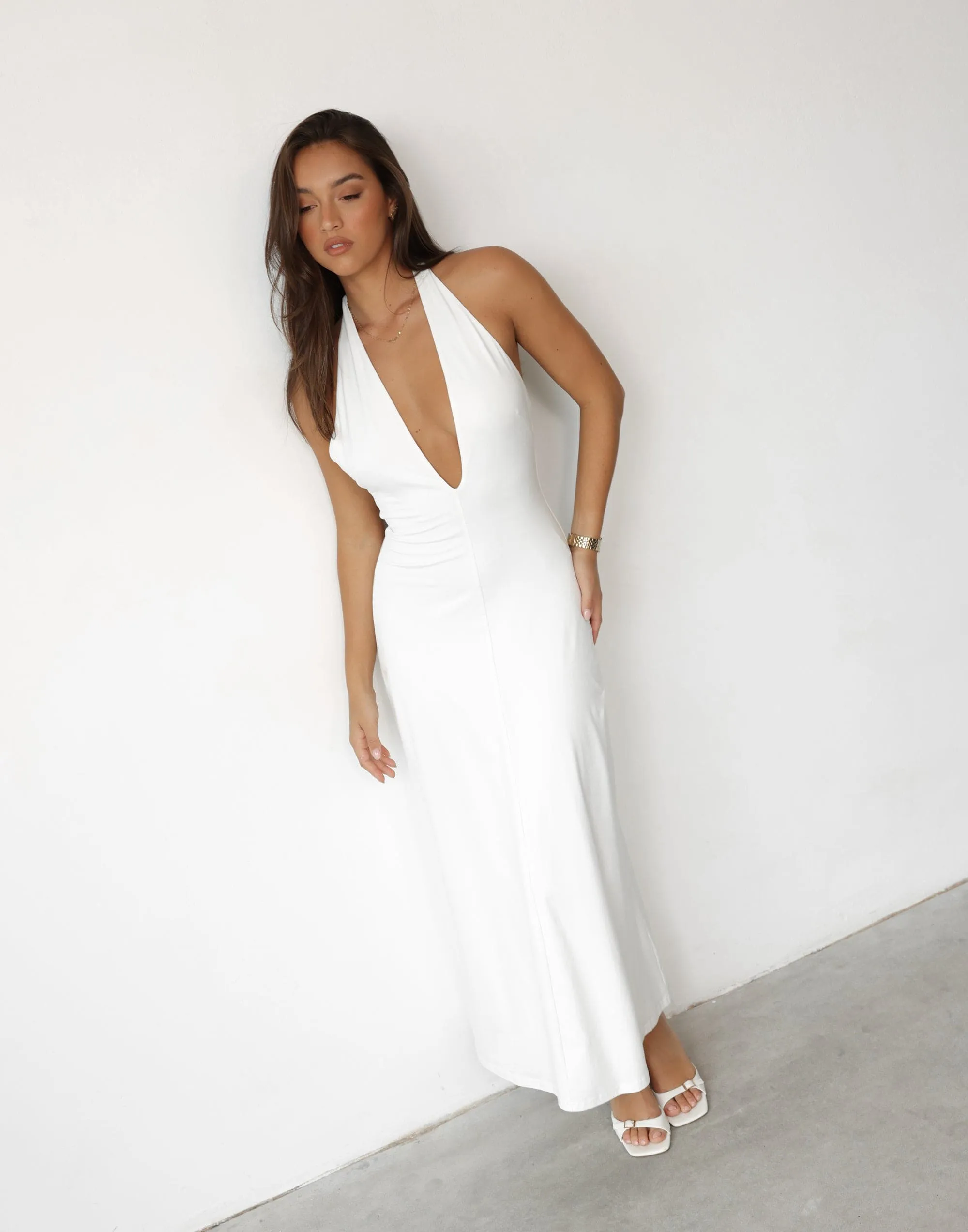 Victoria Maxi Dress (White)