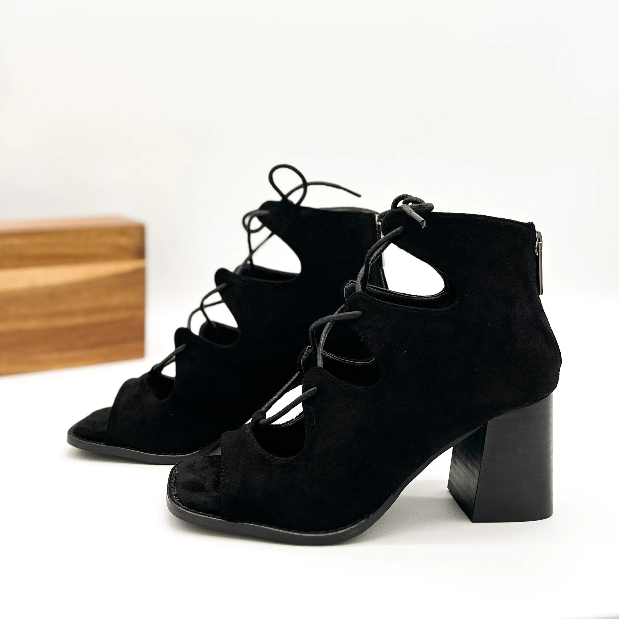 Wally Heeled Sandal in Black Suede