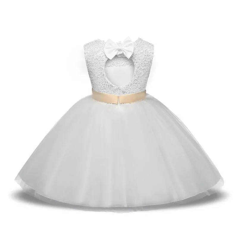 White Sleeveless Flower Girl Dress