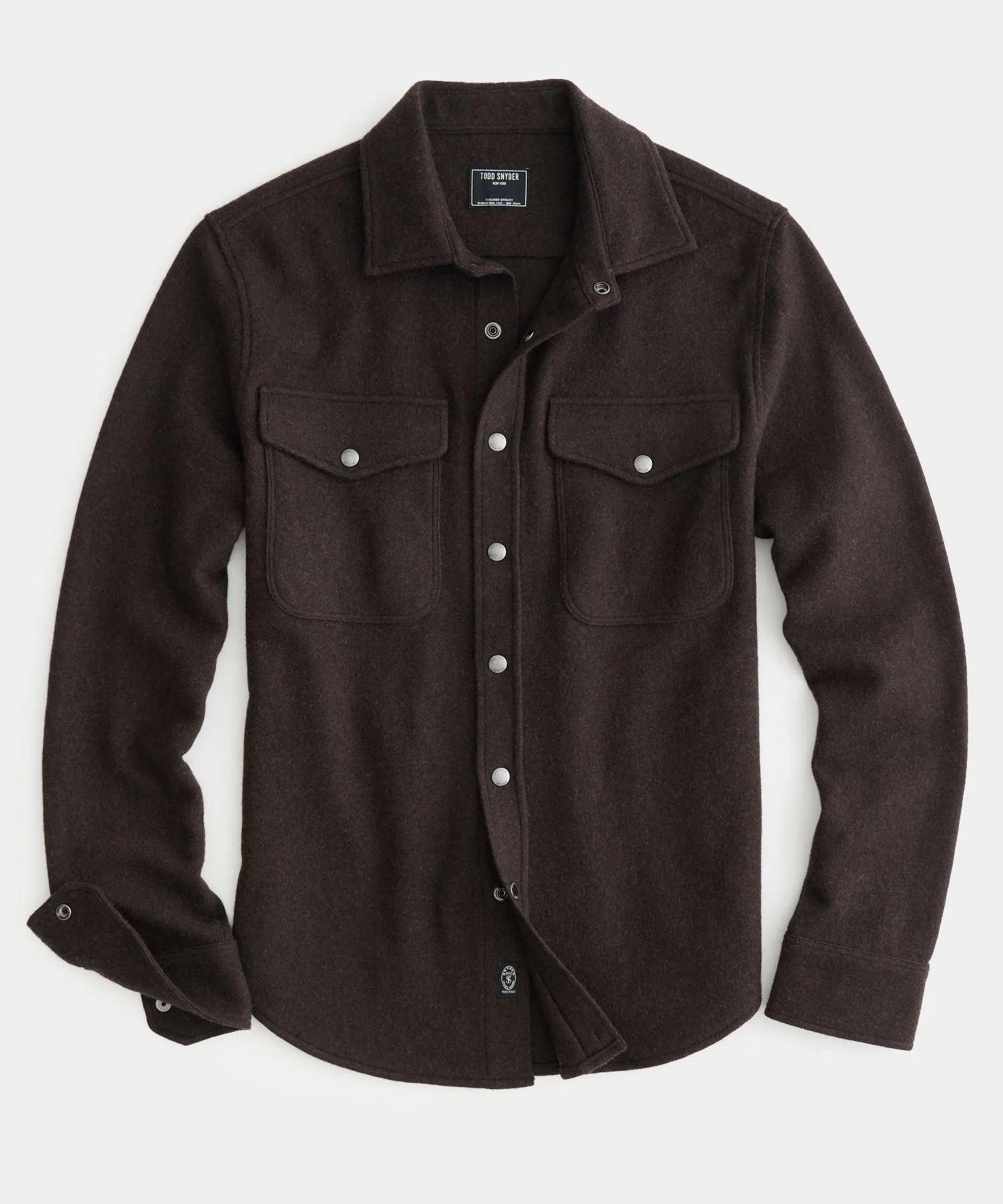 Wool Cashmere Military Shirt in Brown