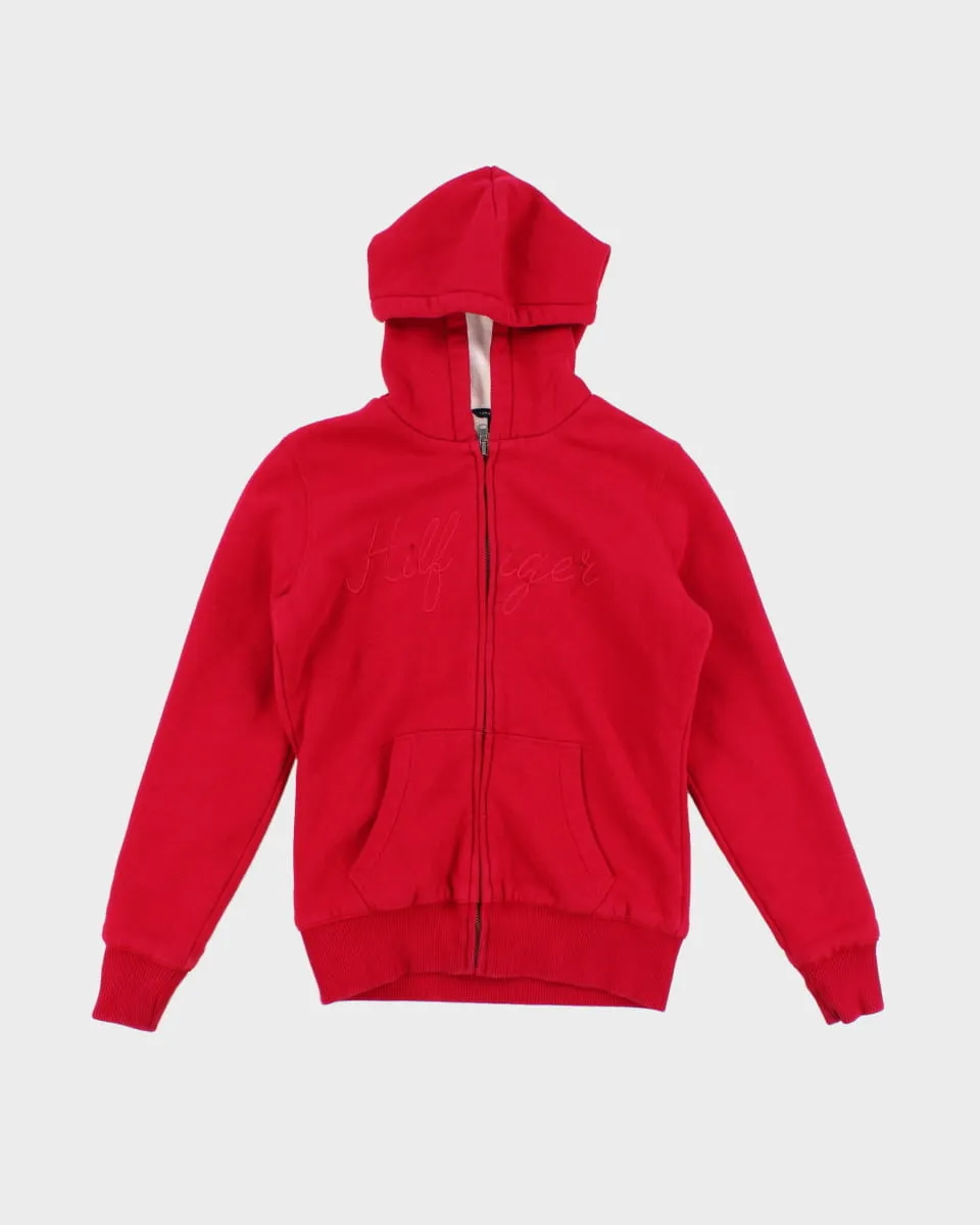 Y2K 00s Tommy Hilfiger Fleece Lined Pink Zip Up Hoodie - XS